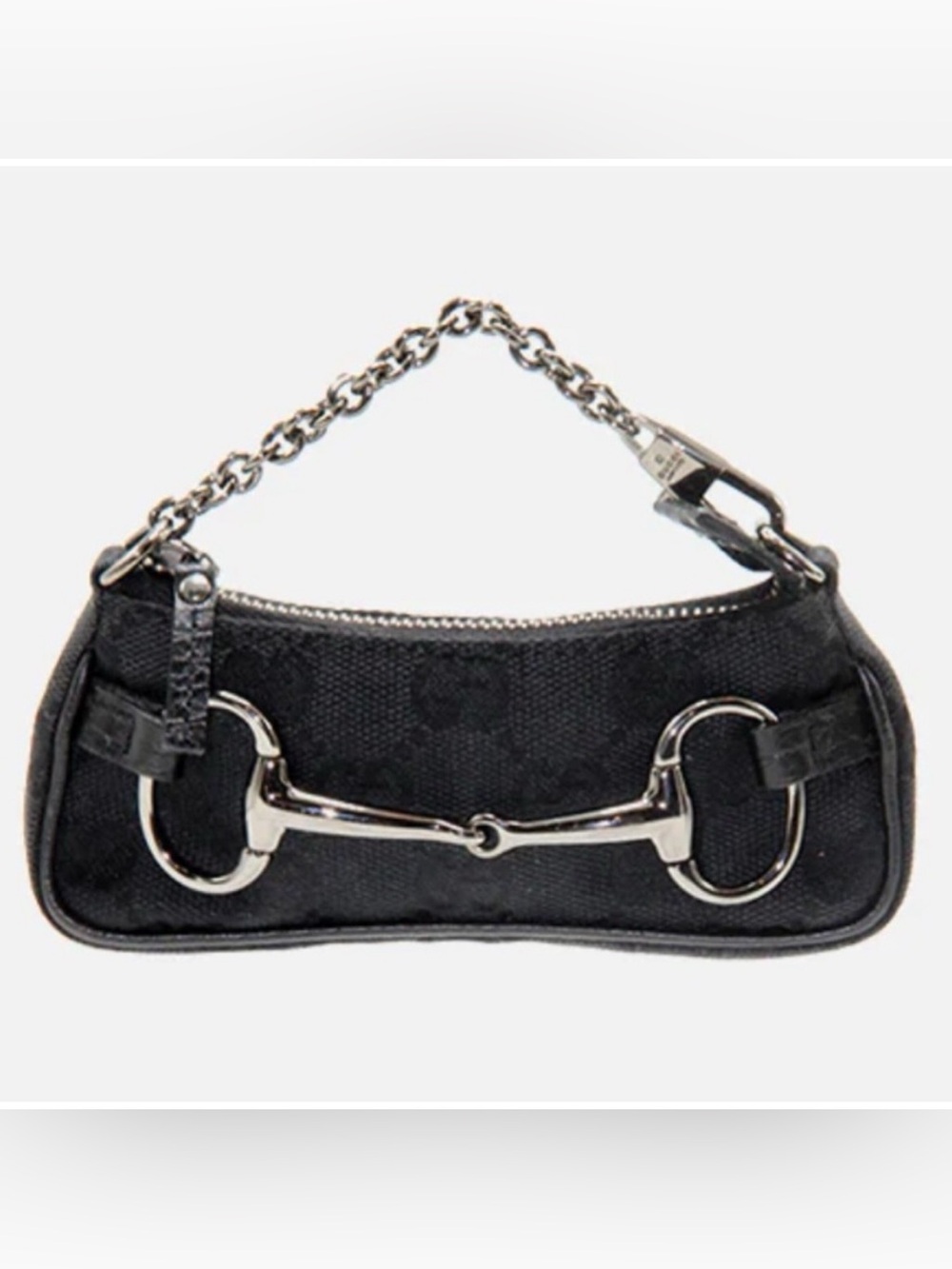 GUCCI TOM FORD VTG Micro Mini Horsebit Chain Bag Monogram Black Y2K Vintage